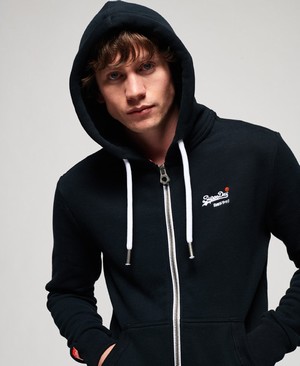 Superdry Orange Label Cipzár Férfi Kapucnis Pulóver Sötétkék | CXNVT6549